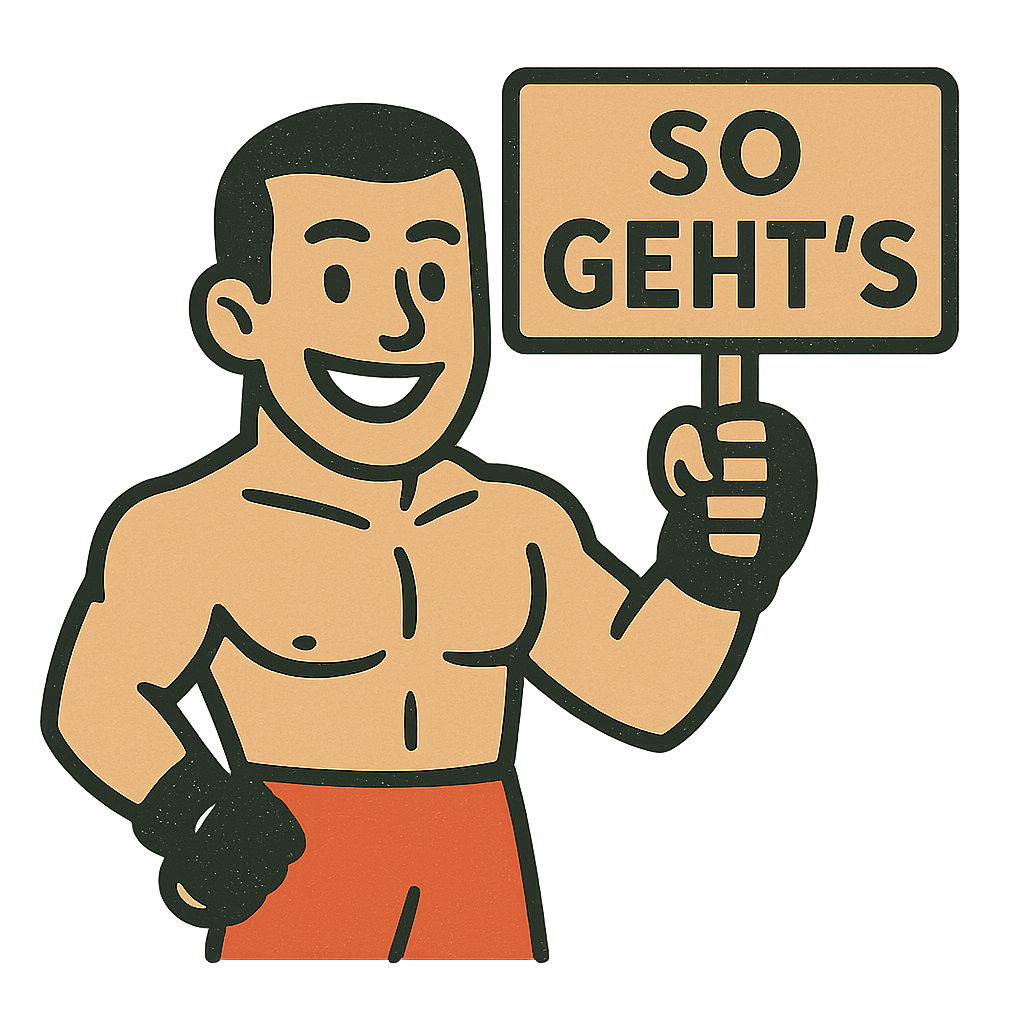 Boxer zeigt auf Anleitung